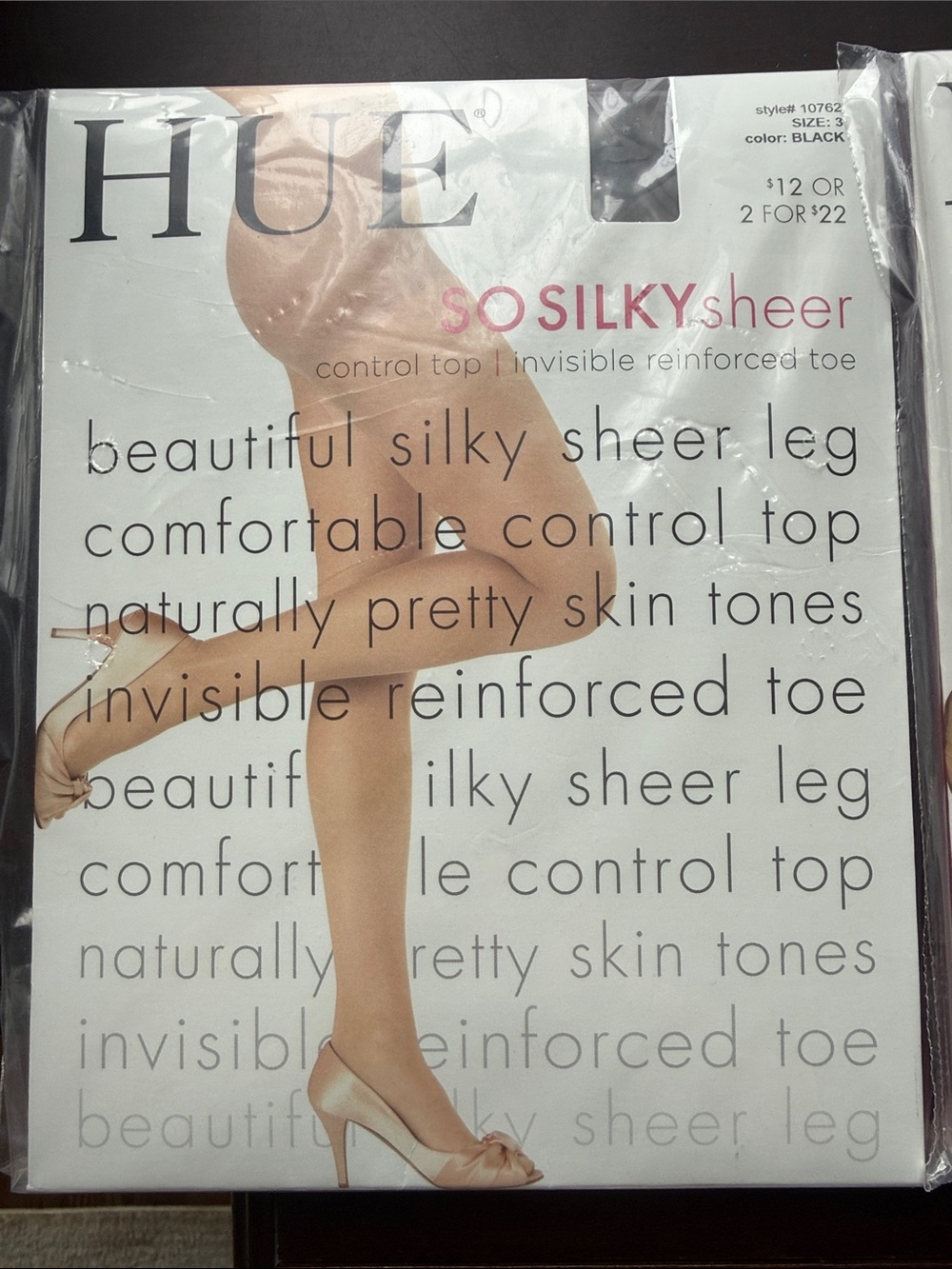 HUE So Silky Sheer Control Top Hosiery - Black